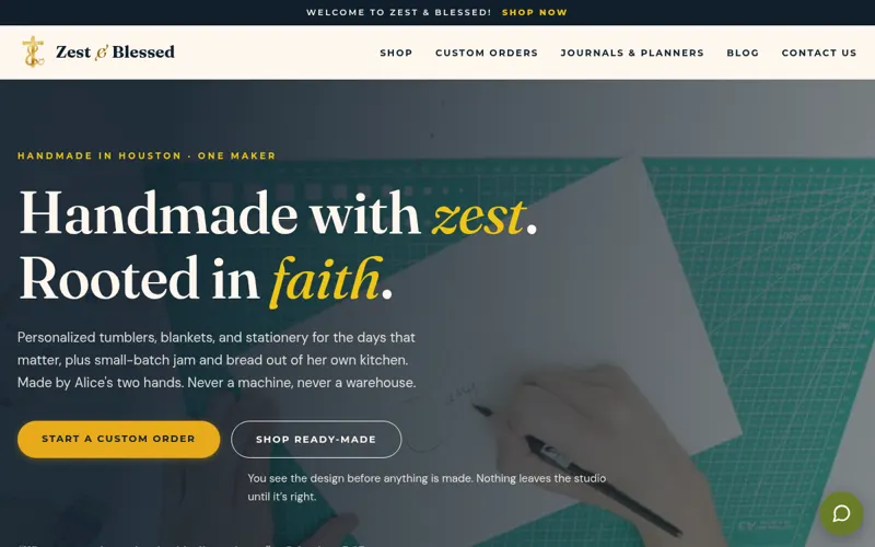 Home page of the Zest and Blessed website